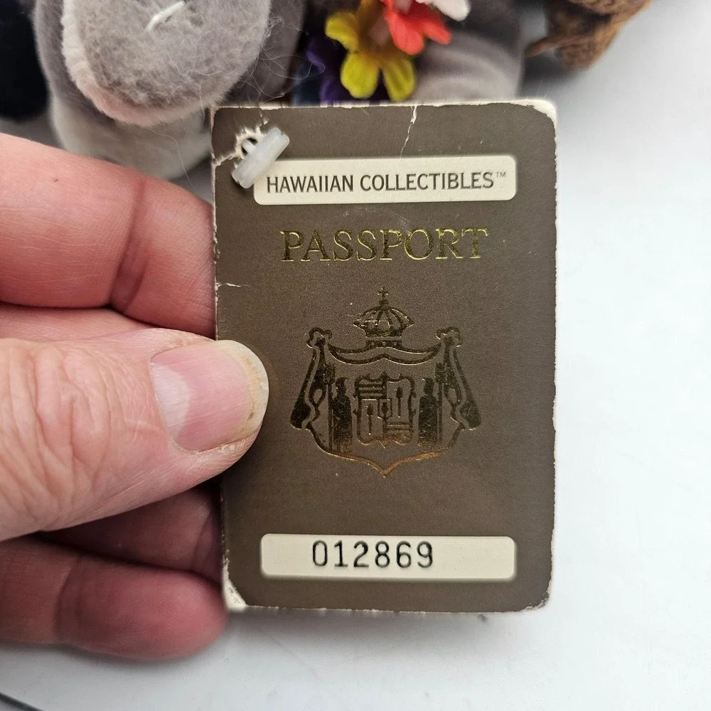 Vintage Hawaiian Collectibles Donkey Plush Stuffed Toy Small Gray Passport 1999